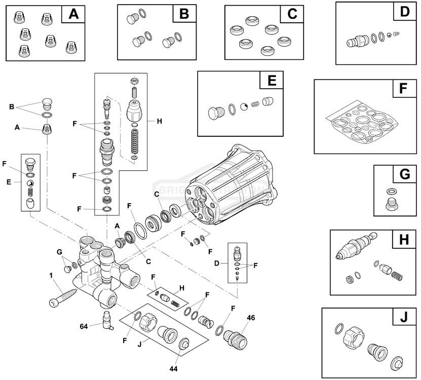 Briggs & Stratton Pressure Washer model 020274-03 pump replacement parts and upgrade pumps for sears craftsman power washers